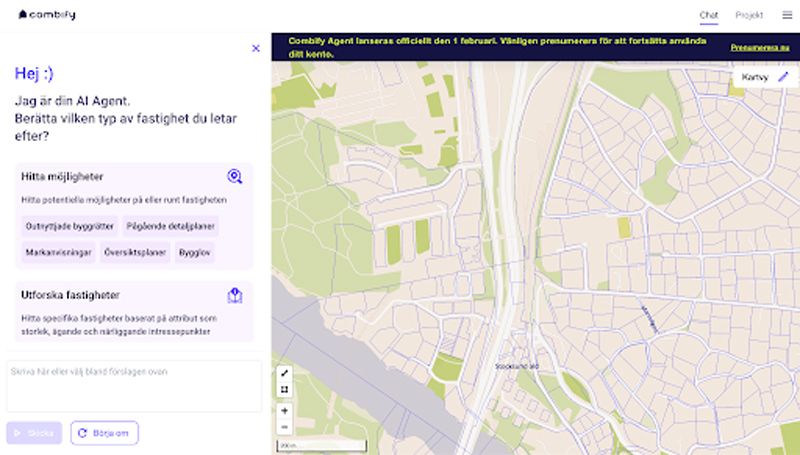 Combify lanserar Sveriges första AIdrivna sökmotor för fastighetsinformation